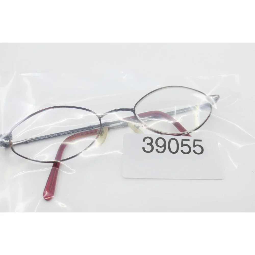 Nicole Miller Serena Dark Wine Oval Metal Eyeglass Frames 135mm Bamboo Temple